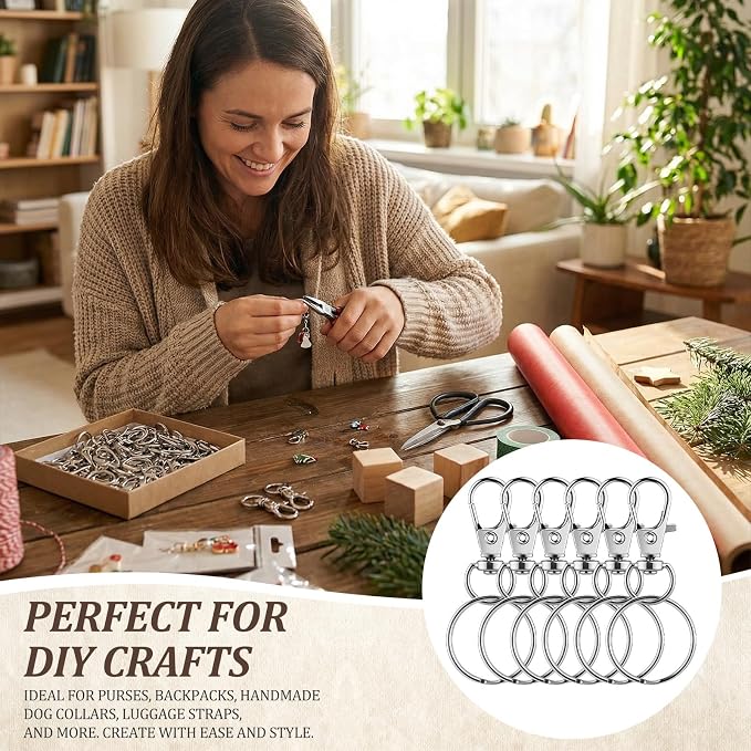 Liliaafar 1000 Pcs Keychain Kit:Lobster Claw Clasp with Ring,Silver,Classic | Keychain Making Supplies, 500 Swivel Hooks and 500 Key Ring, Bulk Lobster Claw Clasps, Key Chain DIY Making Crafts Supplies - Image 6