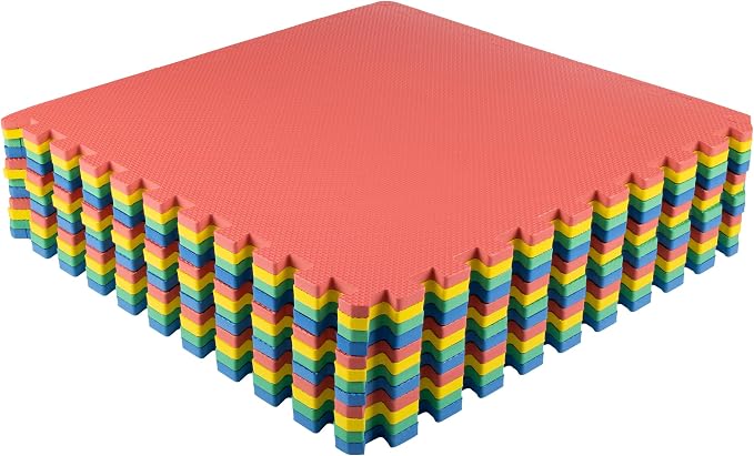 EVA Foam Mat Tiles 12-Pack - 48 SQ FT Interlocking Padding for Playroom or Gym Flooring - Exercise Mat or Playmat by Stalwart (Multicolor) - Image 5