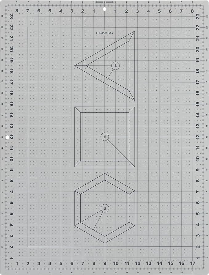 Fiskars 18" x 24" Self Healing Cutting Mat for DIY, Quilting & Sewing, Grey | Craft Cutting Board, DIY Work Surface Protector, Easy to Read Grid to Cut Angles, Geometric Shapes on Reverse Side by Unknown