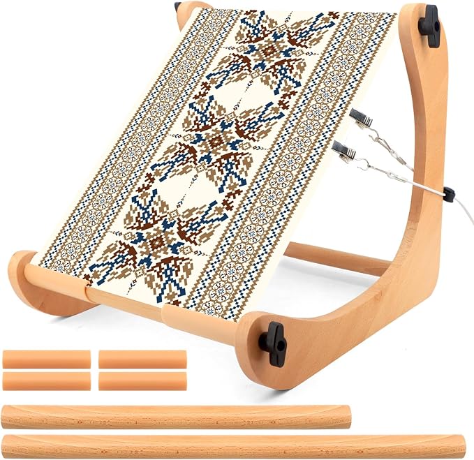 ZOCONE Multifunctional Beech Wood Embroidery Hoop Stand, Adjustable Embroidery Stand 360 Degrees Rotated Cross Stitch Stand, Embroidery Hoop Holder for Cross Stitch and Embroidery Project (C) by ZOCONE