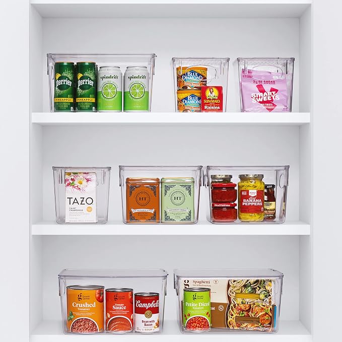Sorbus Medium Clear Plastic Storage Bins for Shelves, Clothes, with Handle - Clear Storage Bins, Drawer, Shelf, Closet, Pantry, Fridge, Freezer Organizer Bins, Closet Organizers and Storage (4 pack) - Image 4