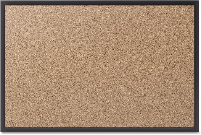 Quartet Cork Bulletin Board 60"W x 36"H Pin Board, Black Aluminum Frame (2305B) by Quartet
