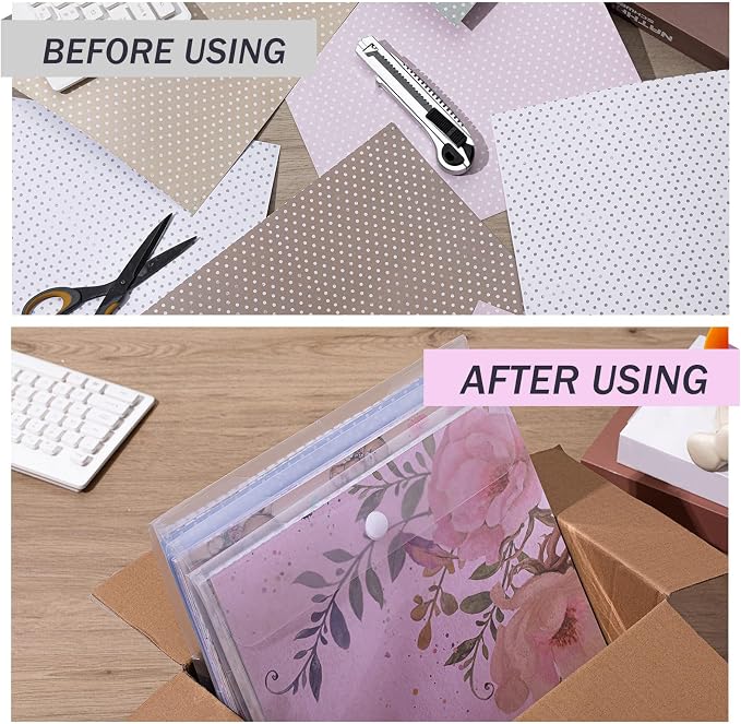 Henoyso 24 Pcs 12 x 12 Scrapbook Paper Storage Organizer Top Loading Plastic Craft Paper Holder Storage Organization for Holding Scrapbook Vinyl Files Photos, Clear - Image 4