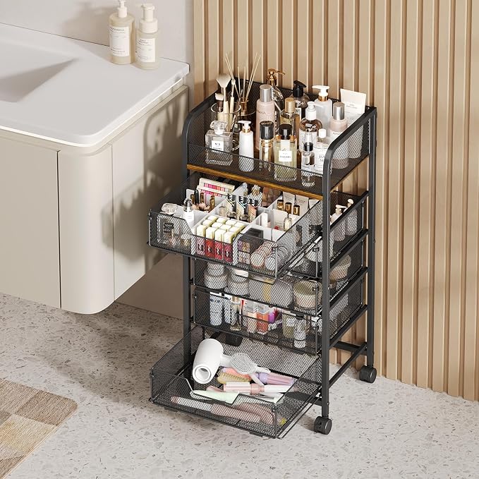 Yociyoga 6-Tier Craft Cart with Wheels-Rolling Storage Cart with Drawers,Rolling Utility Cart with DIY Divider,Art Supply Organizer Cart,Rolling Cart with Drawers,Craft Organizers and Storage,Black - Image 9