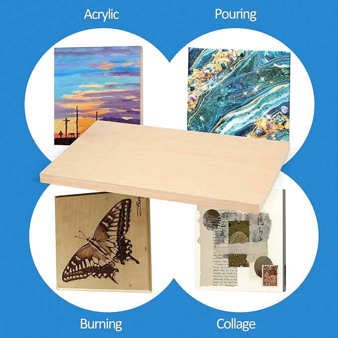 2 Pack 11x17 Unfinished Birch Wood Panels Kit for Painting | Studio 3/4’’ Deep Wood Canvas, Cradle Boards for Acrylic Pouring, Art, Crafts, Epoxy Resin, Laser Engraving Cutting - Image 2