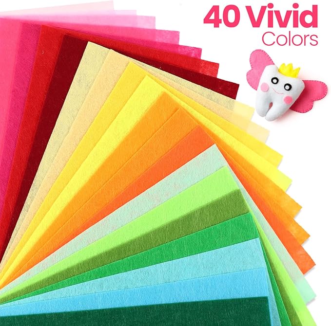 Reginary 120 Pcs 12 x 8 Inch Felt Sheets Bulk for Craft 40 Assorted Color | Felt Fabric Squares Stiff Paper, Back to School Fall Festival Holiday DIY Craft Sewing Patchwork, Felt Book Supplies - Image 5