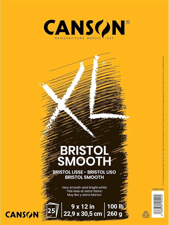Canson XL Series Bristol Paper, Smooth, Foldover Pad, 9x12 inches, 25 Sheets (100lb/260g) - Artist Paper for Adults and Students - Markers, Pen and Ink by Unknown