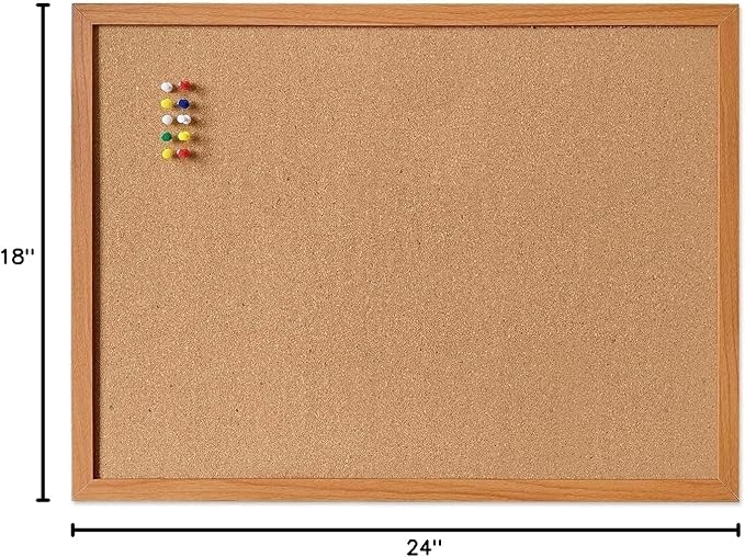 Cork Bulletin Board for Wall - 24” x 18” Bulletin Board Cork Board Wall Mounted Wood Frame Message Board pin Board for School,Office and Home - Image 7