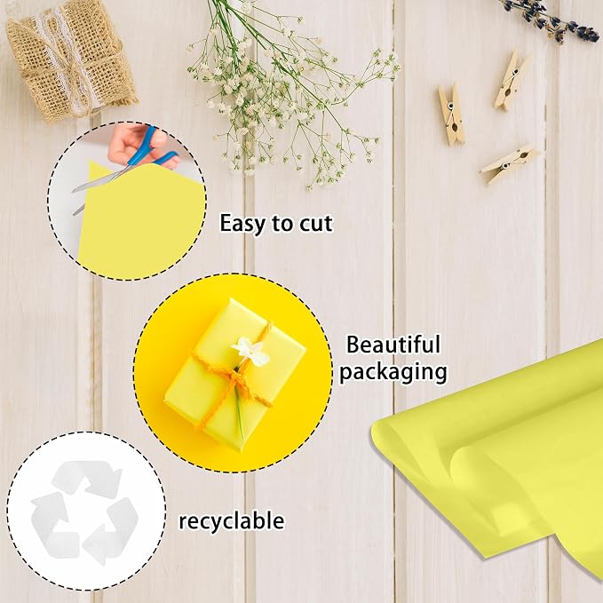1000 Sheets 20"X30" Gift Wrap Tissue Bulk Yellow for Gifts Wrapping Paper, Bouquet Flower Tissues Birthday Weddings Showers Christmas Arts Craft Party Decoration - Image 4