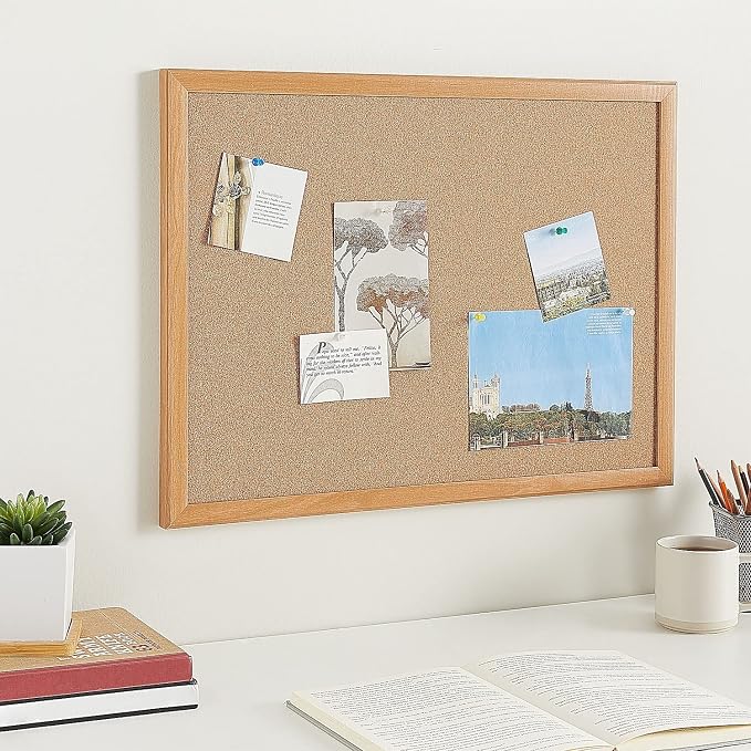 Staples Cork Bulletin Board, Oak Frame, 2 ft W x 1.5 ft H | Wall-mounted message board for home office and classroom announcements. - Image 5