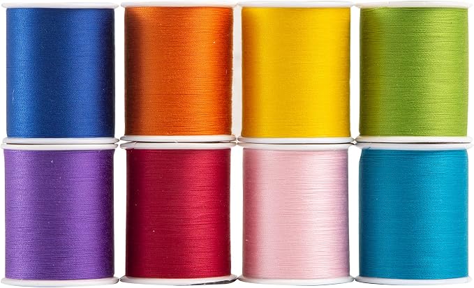 Superior Threads Multicolor Assorted Polyester Thread Set - 8 Spools | 300 yard spools of 50 weight thread for machine sewing and handsewing - Summer color by SuperiorThreads
