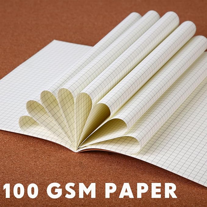 100 Pcs A5 Journals Notebooks Bulk,Brown,Grid | Kraft Softcover Small Notebooks 5.5 Inch x 8.3 Inch Notepads with 60 Page 30 Sheet for Writing Sketch Travel Office Supplies - Image 3