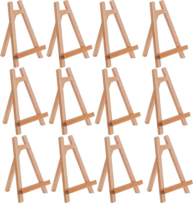 US Art Supply 10.5" Small Wooden Tabletop Easel (12 Pack) for Painting and Display Stand - A-Frame Table Top Easel, Canvas Holder by USArtSupply