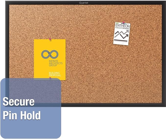 Quartet Cork Bulletin Board 72"W x 48"H Pin Board, Black Aluminum Frame (2307B) - Image 8