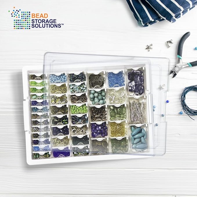 Darice Elizabeth Ward 45 Piece Assorted Bead Organizer, 8 Pack, Clear | Assorted Painting Storage, Plastic Stackable Container Set with 42 Variable Sized Containers - Image 4