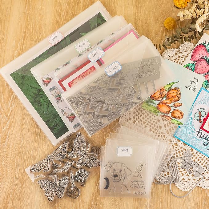 Briartw 100 Pack 4.75x4.75" Square Storage Bag,Resealable Plastic Envelopes Pockets for Cutting Dies Stencil Crafts Organizer Holder,Clear Storage Envelopes for Clear Stamp,Die Cuts,Scrapbook Paper - Image 6