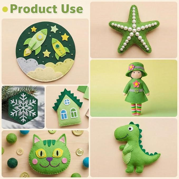 WILLBOND 12 Pcs 37 x 20 Inch Large Felt Fabric Sheets by The Yard 1.2 mm Soft Craft Felt Sheet 12 Assorted Color for DIY Summer Decor Graduation Gift Sewing Patchwork(Green Series) - Image 5
