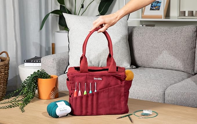 Soolla Studio Bag: Art Supply Storage Organizer & Pottery Tool Bag, Washable Tote, Yarn Bag, Crochet, 30 Pockets, 15+ Colors - Image 2