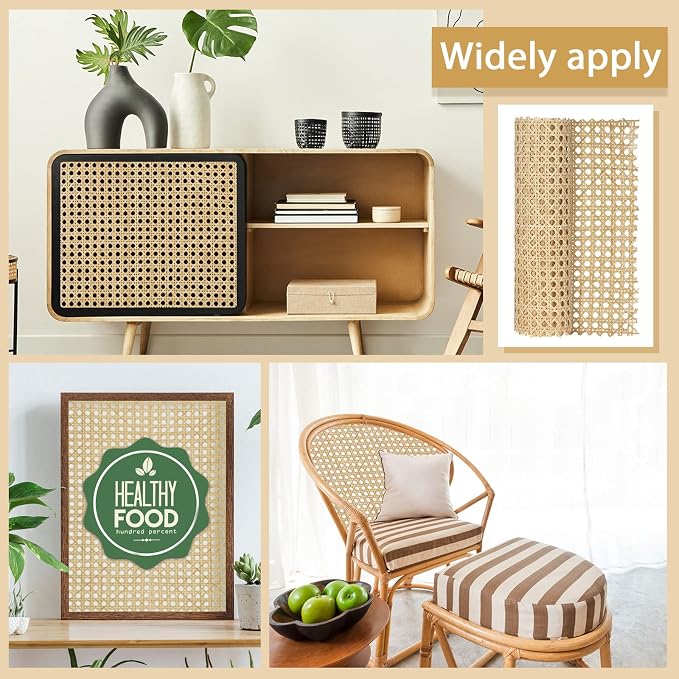 5 Feet 18'' Width Natural Woven Cane Webbing Roll, Rattan Repair Material | Pre-woven Natural Rattan Cane Webbing Roll, Durable Material, Flexible to Cut, Ideal for Chair Repair, Cabinet Renovation - Image 5