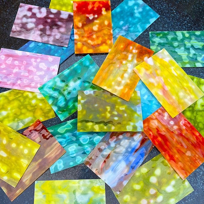 LITMIND 24 Sheets Premium Mottled Opal Stained Glass Sheets – 6 x 4 Inch Vibrant Translucent Assorted Colors Art Glass for DIY Crafts, Mosaic & Stained Glass Projects - Image 8