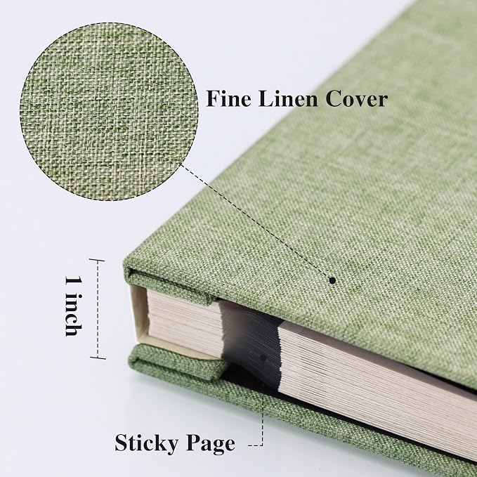 Vienrose Large Photo Album Self Adhesive for 4x6 8x10 Pictures Linen Scrapbook Album DIY 40 Blank Pages with A Metallic Pen | Linen Cover, Scrapbook, Fits 4X6 8X10 Pictures, Metallic Pen Included, Diy - Image 3