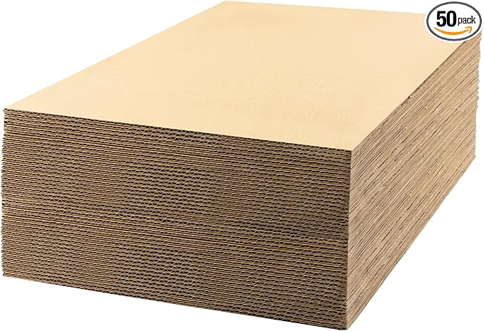 Golden State Art 50 Pack 11x17 Corrugated Cardboard Sheet 1/8" Flat Inserts | Large Flat Layer Pads, Corrugated Card Board Inserts for Shipping, Packing, Mailing or DIY Art Crafts, Box Dividers (Brown) by GoldenStateArt