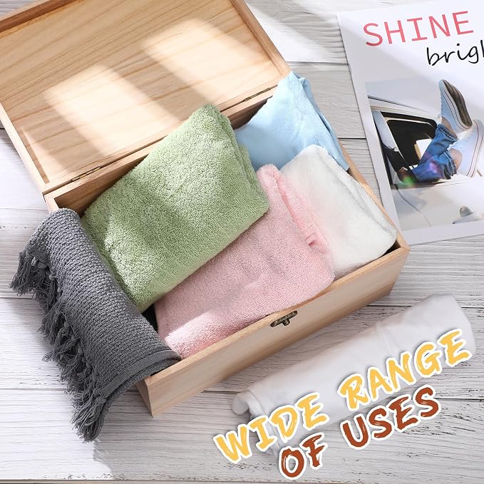 Yookeer 15 Pcs Large Unfinished Wooden Box with Hinged Lid and Front Clasp, Rectangle Unpainted Crafts DIY Wood Boxes Treasure Chest Stash Box for Art Gifts Jewelry Home Storage, 10.6x8.1x5.7 Inch - Image 7