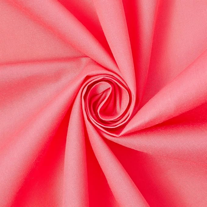 Cotton Broadcloth Fabric Lightweight Soft Solid Woven Polyester Blend By The Yard & Wholesale - Neon Fuchsia (10 Yards) by FWD