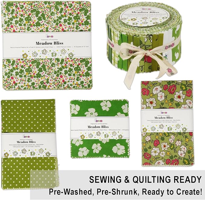 Soimoi 40 Pcs Cotton Fabric Squares Bundles Charm Packs for Quilting, Fat Quarter Layer Cakes, Precuts Quilt Squares 5 x 5 inches, DIY Fabric Bundle - Meadow Bliss - Image 5