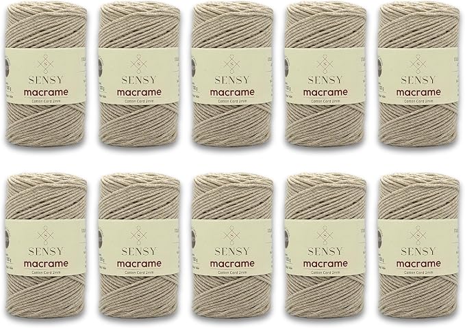 S Sensy 2mm Cotton-Recycled Cotton Macrame #3 Light Cord 10 Pack Latte 159y by SSENSY