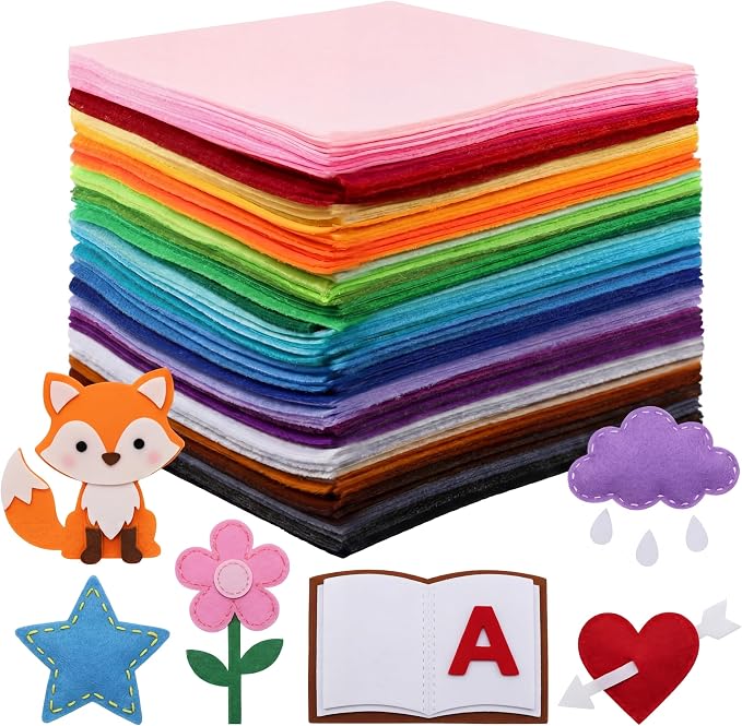 Moukeren 180 Pcs 6 X 6 Inch Felt Sheets, 20 Colors | Stiff Fabric Squares Ideal Craft Sewing, DIY Patchwork Projects, Nonwoven Material, Bulk Supply Holiday and Festival Decor by Moukeren
