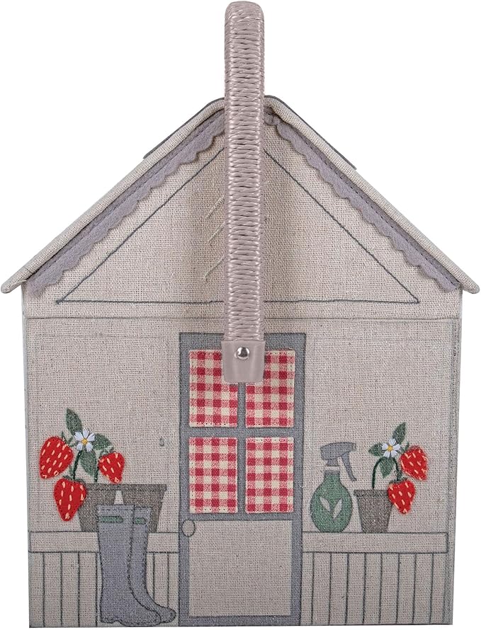 Hobby Gift Strawberry Greenhouse Sewing Box | Craft Storage Basket, Handle, Internal Accessories Tray, For Sewing Knitting and Hobby Supplies - Image 3