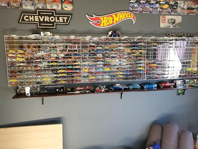 Clear Display Case Wall Cabinet for 1:64 Hot Small Toy Car Wheels Scale Matchbox Hot Toy Cars Collection Storage Display (108 Slots, 32" X 21") - Image 6