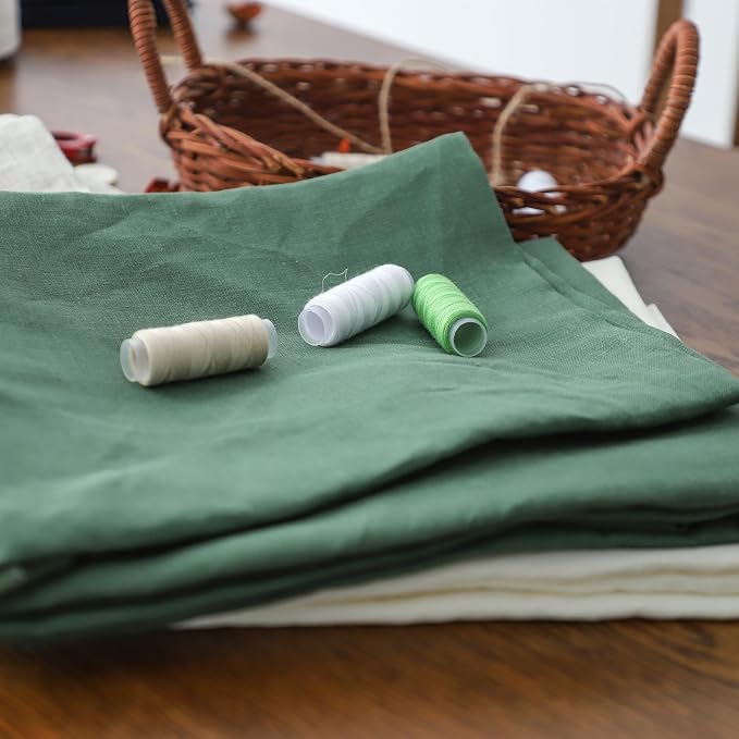 Simple&opulence 100% Linen Fabric by the Yard - 78" Wide Natural Breathable Linen Cloth for DIY, Embroidery, Sewing, Clothing, Bags, Home Decor, Crafts, and Art Canvases (Dark Green,1 Yard) - Image 2