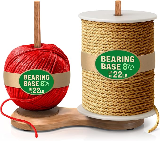 BARVA Double Yarn Holder 44 Lb Total Capacity for Chunky Yarn | Dual Bearing Spinners & Big Rubber Anti Slip Pads for Max Stability | European Wood Crochet Accessories & Pro Tools for Fiber Crafts by BarvA