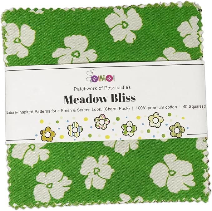 Soimoi 40 Pcs Cotton Fabric Squares Bundles Charm Packs for Quilting, Fat Quarter Layer Cakes, Precuts Quilt Squares 5 x 5 inches, DIY Fabric Bundle - Meadow Bliss - Image 2