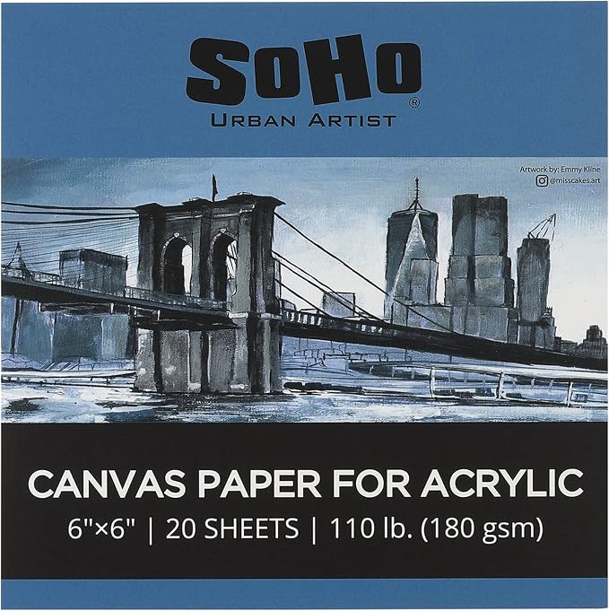 SoHo Urban Artist Acrylic Canvas Pads - Textured Canvas Paper Pad for Painting, Drawing, Pastels, Travel, & More! - [Single - 6x6] - Image 5