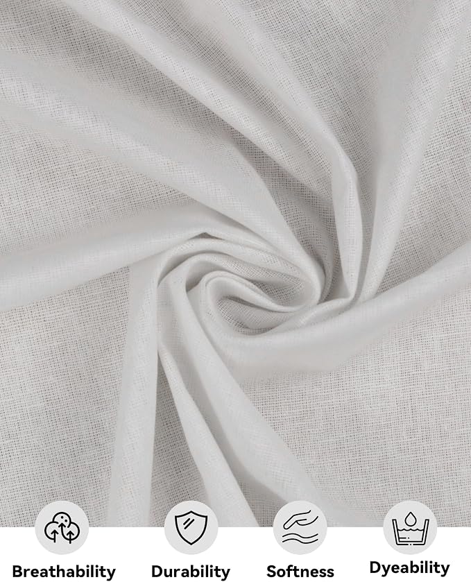 100% Cotton Muslin Fabric, 59 inch x 10 Yards, Bleached | Medium Weight, Muslin Linen Fabric Material, For Sewing Material Apparel Cloth - Image 2