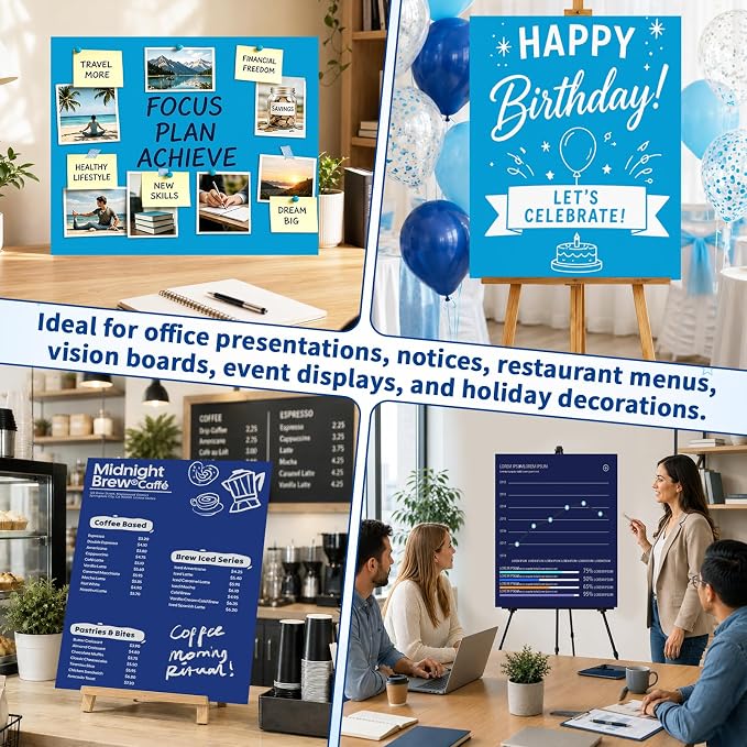 Oleitodh 60 Sheets Blue Large Poster Board 22 x 28 in, 6 Shades, 250 GSM | Heavyweight poster board for signs, school projects, vision boards, art crafts, presentations, and event displays. - Image 7