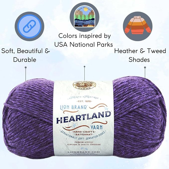 Lion Brand Yarn Heartland 136-147 Hot Springs | 6 Skeins, Same Dye Lot, Project Bag, CYC #4 Worsted, 100% Acrylic, Ideal for Crochet, Knitting Scarves, Blankets - Image 2