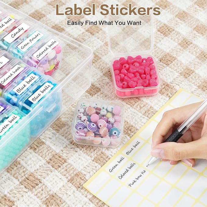 DILIBRA Large Bead Organizer Box, 132 Pcs Small Clear Storage Containers | Mini Bead Organizers and Storage Craft Case with Handle for Jewelry Screws Seeds Diamonds Arts Small Parts with Labels - Image 5