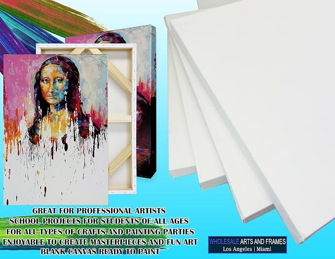 Stretched Canvas for Painting 12x12 20PK 2.5" Extra Fine Smooth Portrait Cotton Canvas 13 Oz Stretched Large Canvases for Painting 12 x 12 Bulk Canvas Value Pack.Blank 12x12 Canvases Universal Primed - Image 5