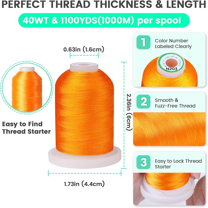 New brothread 80 Spools Polyester Embroidery Machine Thread Kit | 1000M (1100Y) Each Spool, 40 Weight, Colors Compatible with Janome and Robison-Anton Colors - Image 2