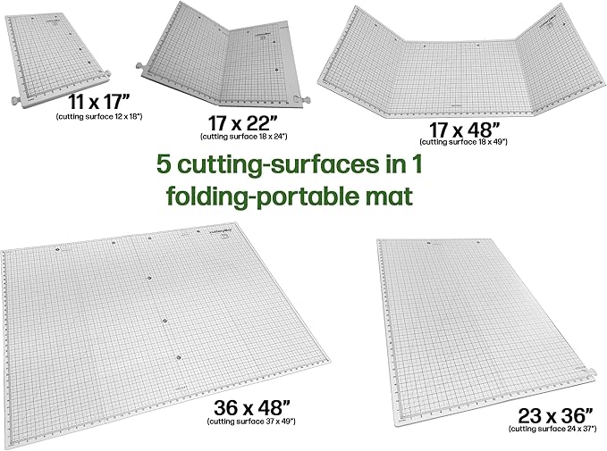 FLIP and FOLD 48 CutterPillar Versatile 5-IN-1 Mat for Travel and Storage - Fabric and Sewing Craft Projects - Self-Healing Mat 36"x48"-11"x17"