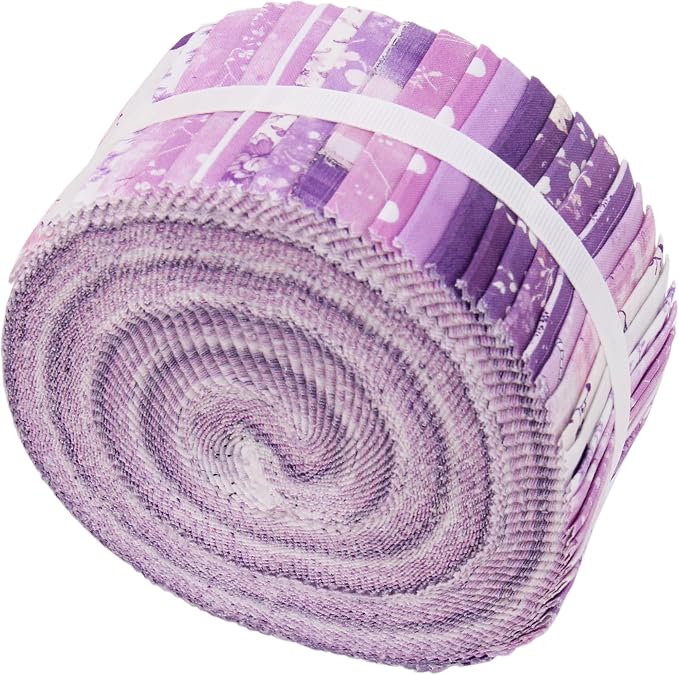 Threadart Purple Prints Jelly Roll - 40 Precut 2.5" Cotton Strips | 40 precut 2.5in cotton jelly roll strips - coordinated for quilts, patchwork, table runners, bags & DIY sewing - Image 2