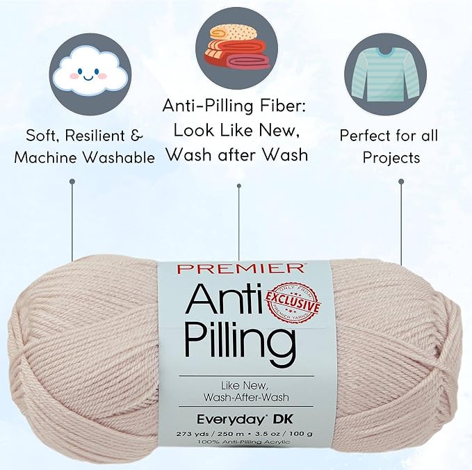 Premier Yarns Anti-Pilling Everyday DK Linen 1107-19 | 3 Skeins, Same Dye Lot, Project Bag, #3 DK, 100% Anti-Pilling-Acrylic, Ideal for Crochet or Knitting Baby Blankets, Toys - Image 2
