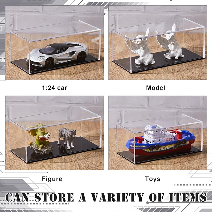 2 Pcs 1:24 Clear Acrylic Model Car Display Case | Acrylic Display Boxes for Vehicle Model Thick Model Car Case Dustproof Showcase with Black Base for Collectibles Memorabilia - Image 5