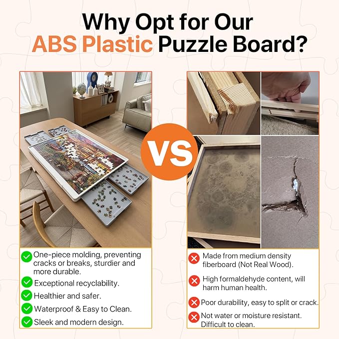 WELGEE 1500 Pieces 2-in-1 Tilting & Rotating Puzzle Board with Drawers and Cover, 35"x27" Portable Spinning Plastic Jigsaw Puzzle Table for Adults, Upgraded Lazy Susan - Image 4