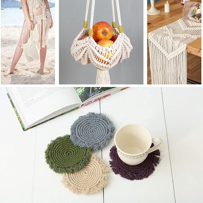 NOANTA Light Purple Macrame Cord 3mm x 220yards, Colored Macrame Rope Cotton Rope Macrame Yarn, Colorful Cotton Craft Cord for Wall Hanging, Plant Hangers, Crafts, Knitting