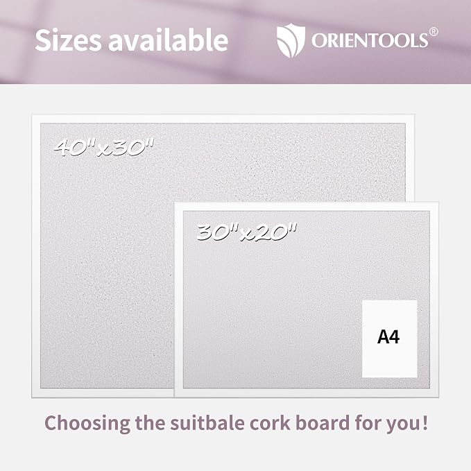 ORIENTOOLS 30x40 White Cork Board, Wooden Frame, Hanging Pin for Office | 30x40 inch white cork board, wooden frame, cork surface resists pinholes, easy wall hanging, office school home - Image 5